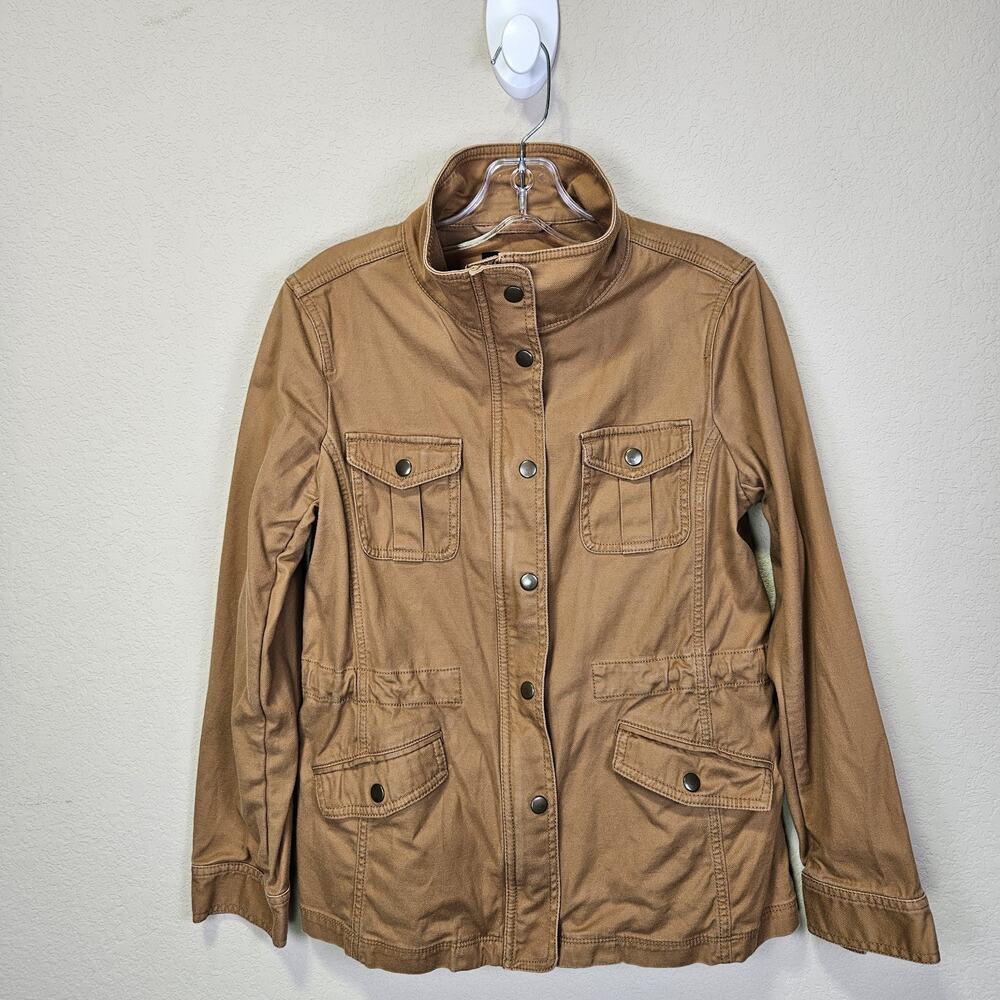 Talbots Safari Jacket Womans XS Camel Brown Twill Cotton Stretch Utility Outdoor - Picture 5 of 16